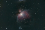 Туманность Ориона М42 и Трапеция Ориона. Снято 23.09.2014 в Пущино, Чувашия. 7х300сек+5х60 сек., ISO 800, CG5 с автогидированием, Canon 350D, "Ньютон" C6N (D=150, 1/5). Полная обработка в Fitsworks
