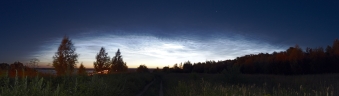 Панорама серебристых облаков над Чебоксарской ГЭС.